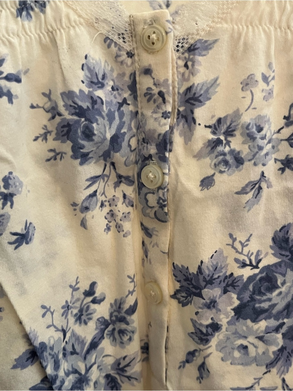 Women's Blue Floral Nightgown - Classic Comfort cotton short sleeve - Picture 4 of 11